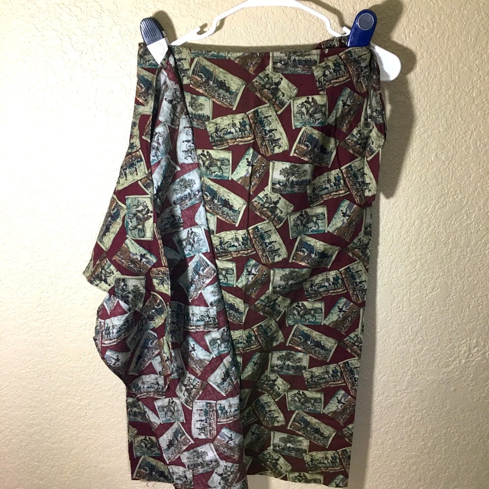Lila & Lori NY, Long Skirt Horses Equestrian Burgundy wrap and zipper size 14